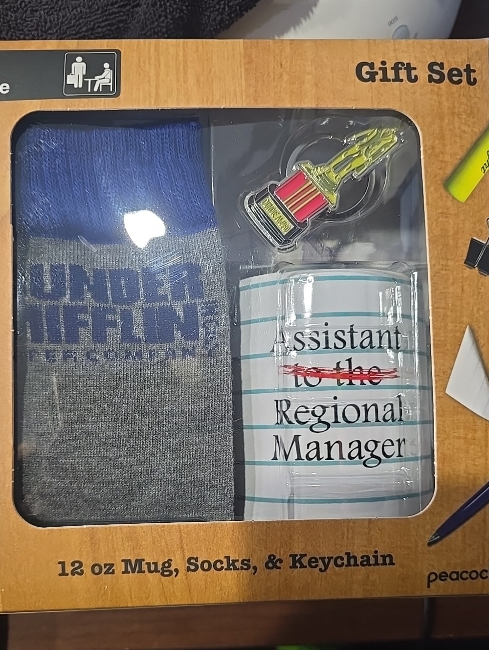 The Office Gray and Blue Casual Sock Gift Set with Mug & Keychain